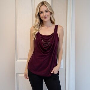 Marciano by Guess Purple Cowl Neck Sequin Top | Dressy Evening Blouse